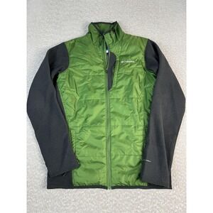 Columbia Jacket Womens Small Green Black Omni Heat Fleece Lined Puffer Full Zip